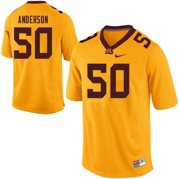 Men #50 Danny Anderson Minnesota Golden Gophers College Football Jerseys Sale-Gold